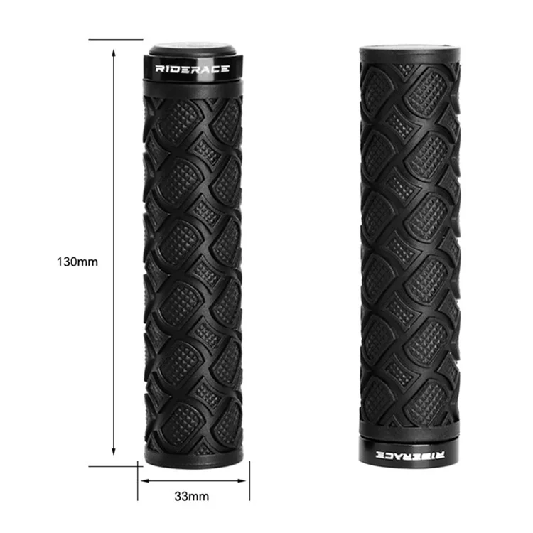 RIDERACE RN1715 Non-Slip Rubber Bicycle Handlebar Grip Shockproof MTB Bike Handle Cover - Black