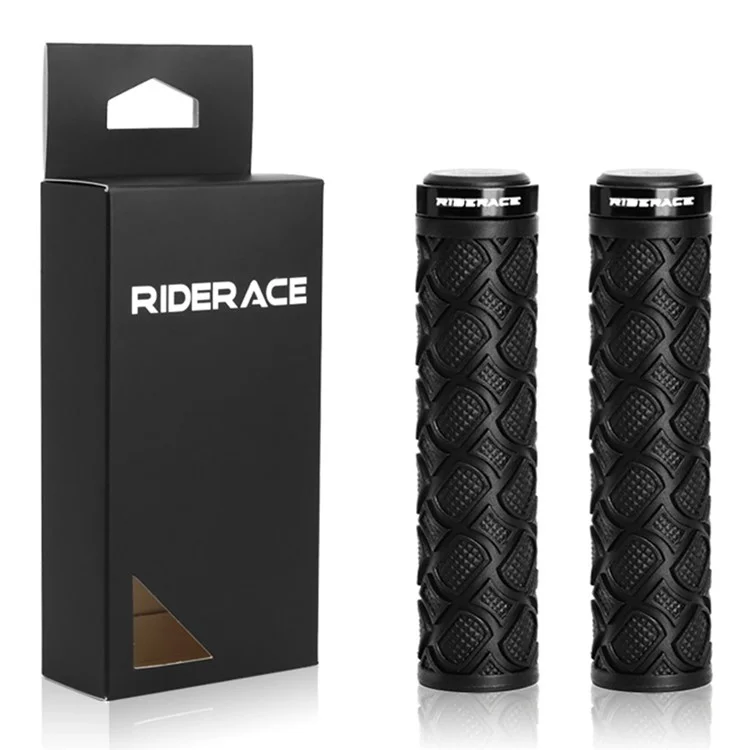 RIDERACE RN1715 Non-Slip Rubber Bicycle Handlebar Grip Shockproof MTB Bike Handle Cover - Black