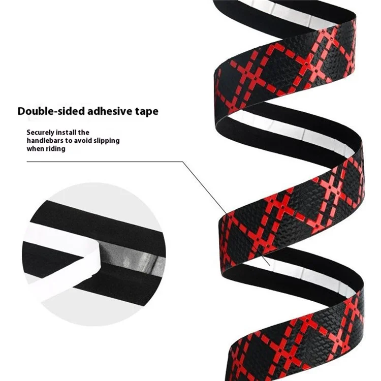 RIDERACE RN1728 2Pcs Carbon Fiber Texture PU Leather Bicycle Handlebar Grip Tape Anti-slip Road Bike Bar Tape - Blue+Black