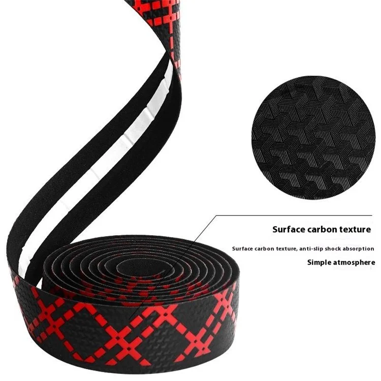 RIDERACE RN1728 2Pcs Carbon Fiber Texture PU Leather Bicycle Handlebar Grip Tape Anti-slip Road Bike Bar Tape - Blue+Black