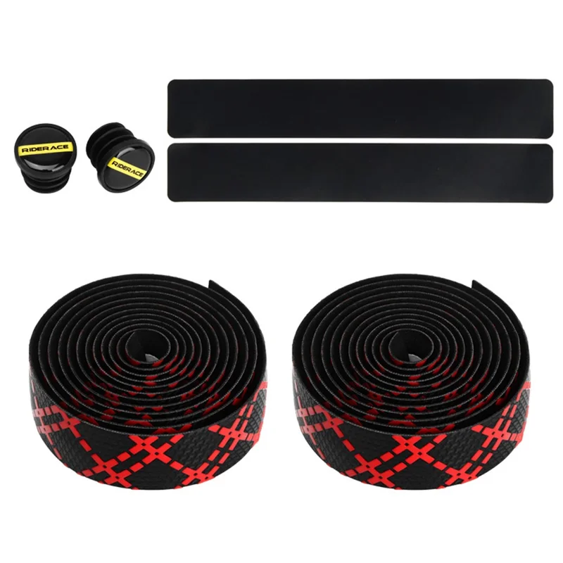 RIDERACE RN1728 2Pcs Carbon Fiber Texture PU Leather Bicycle Handlebar Grip Tape Anti-slip Road Bike Bar Tape - Blue+Black