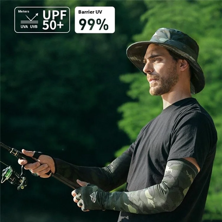 Golovejoy Xg75 1 Paire UV Protection Men Men Manches à Demi-doigt Sports Extérieurs Couvoirs de Pêche - Motif de Requin / L