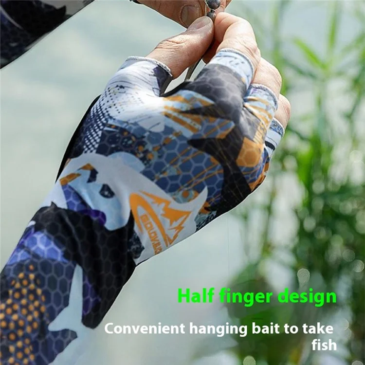 Golovejoy Xg75 1 Paire UV Protection Men Men Manches à Demi-doigt Sports Extérieurs Couvoirs de Pêche - Motif de Requin / L
