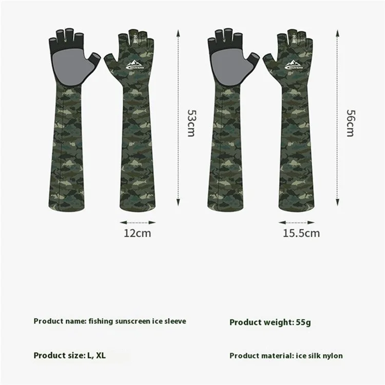 Golovejoy Xg75 1 Paire UV Protection Men Men Manches à Demi-doigt Sports Extérieurs Couvoirs de Pêche - Motif de Requin / L