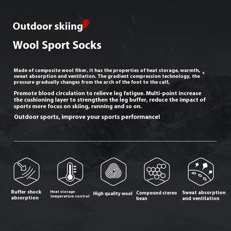 GOLOVEJOY DWZ04 1 Pair Sport Compression Socks Winter Warm High Tube Ski Calf Socks - Black+Purple / Size 35-39