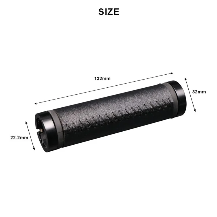 RIDERACE RN1647 Vintage Fiber Leather Bicycle Handlebar Grips with Aluminum Alloy Lock Ring and PVC Plug - Red