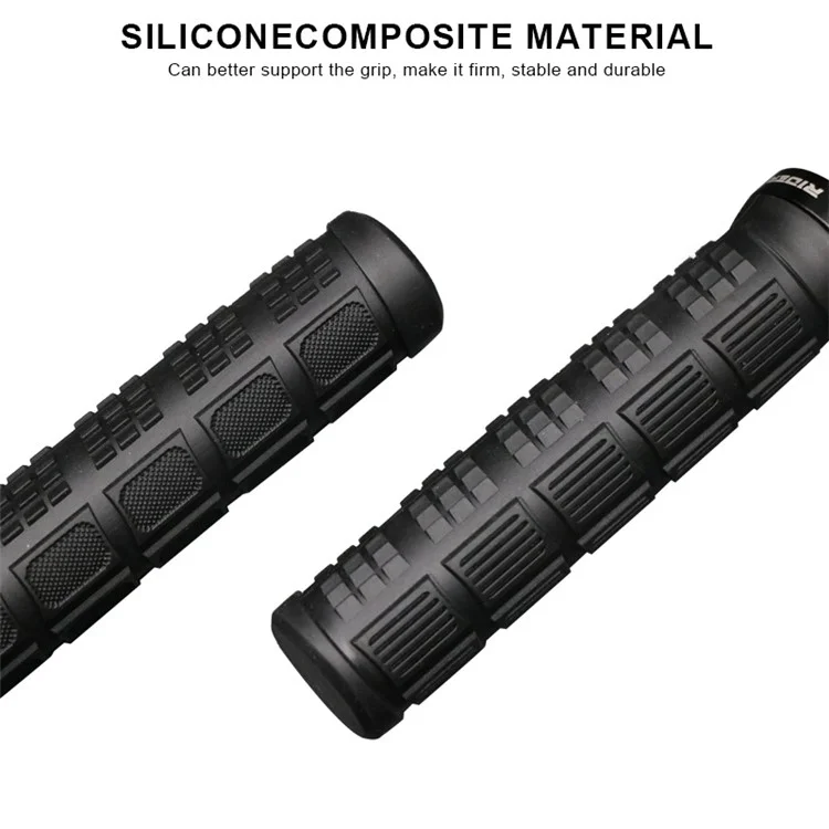 RIDERACE RR9083 Non-Slip Silicone Bicycle Handlebar Grips Shock Absorbing Bike Handle Cover - Black