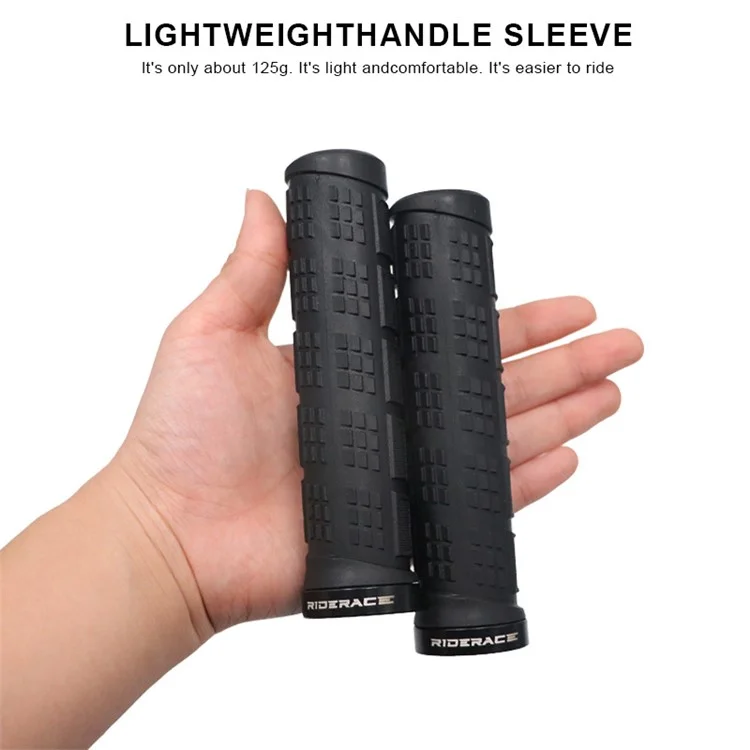 RIDERACE RR9083 Non-Slip Silicone Bicycle Handlebar Grips Shock Absorbing Bike Handle Cover - Black
