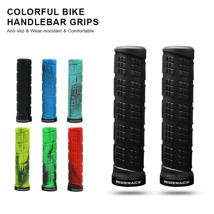 RIDERACE RR9083 Non-Slip Silicone Bicycle Handlebar Grips Shock Absorbing Bike Handle Cover - Black
