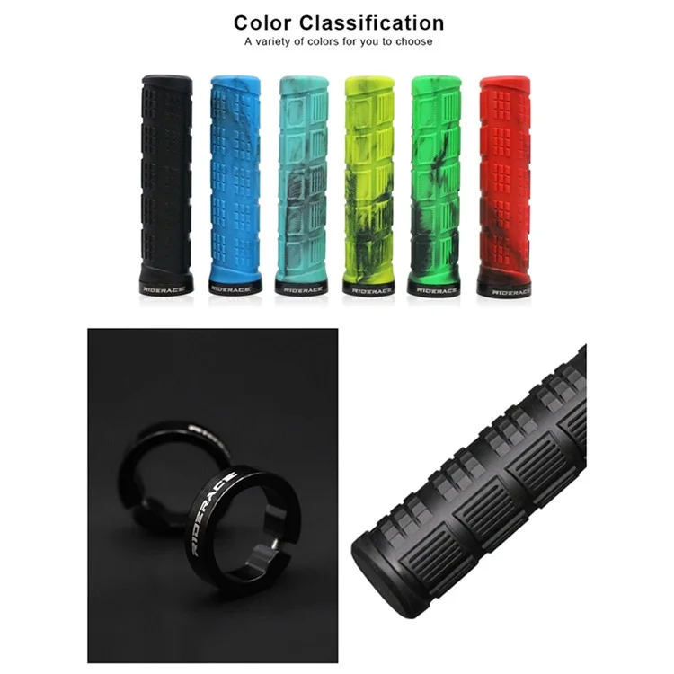 RIDERACE RR9083 Non-Slip Silicone Bicycle Handlebar Grips Shock Absorbing Bike Handle Cover - Black