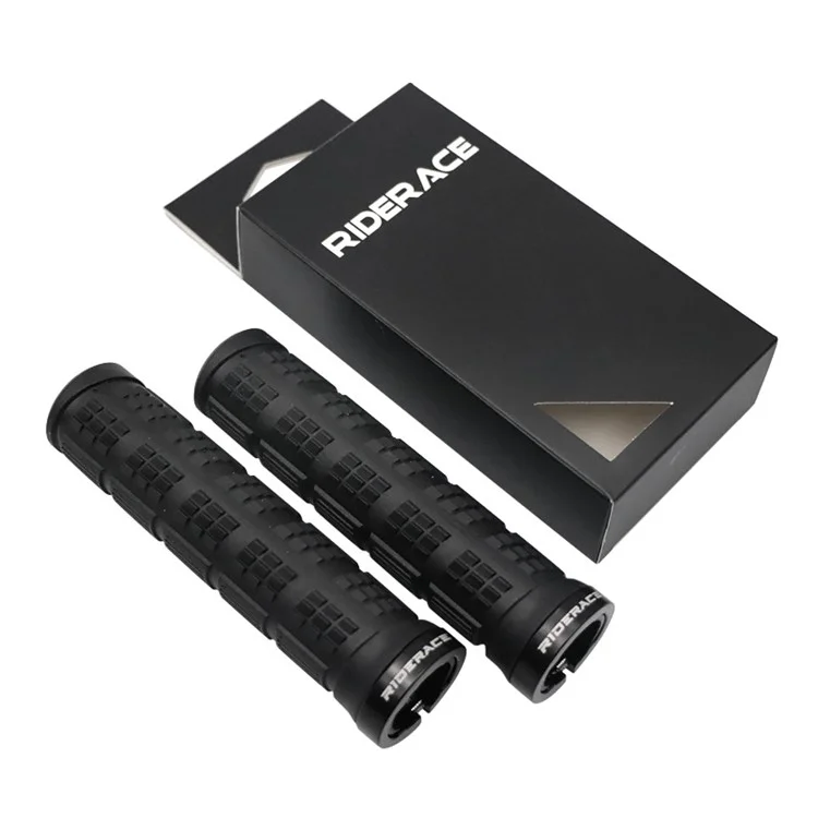 RIDERACE RR9083 Non-Slip Silicone Bicycle Handlebar Grips Shock Absorbing Bike Handle Cover - Black