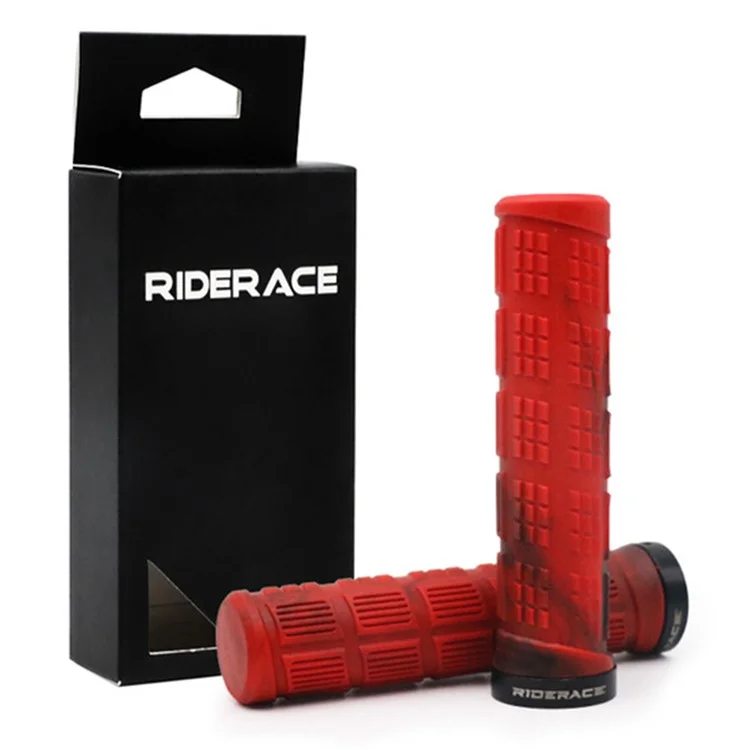 RIDERACE RR9083 Non-Slip Silicone Bicycle Handlebar Grips Shock Absorbing Bike Handle Cover - Red