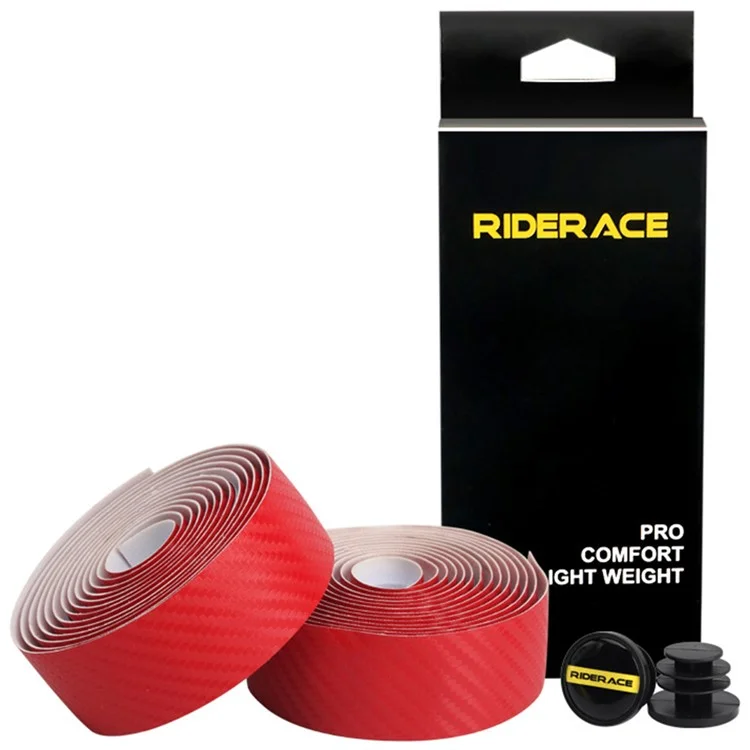 RIDERACE RR9256 2Pcs Road Bike Bar Tape PU Leather + EVA Shock Absorption Bicycle Handlebar Tape - Red