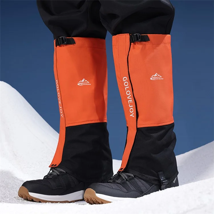 GOLOVEJOY HX39 1 Pair Plush Lining Waterproof Leg Gaiters Outdoor Hiking Climbing Skiing Leg Cover - Orange M