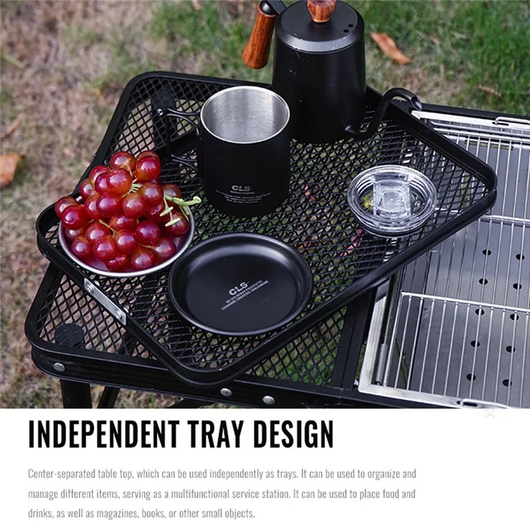 Outdoor Folding IGT Table Barbecue Mesh Table Lightweight Camping Height Adjustable Mesh Table, Size L