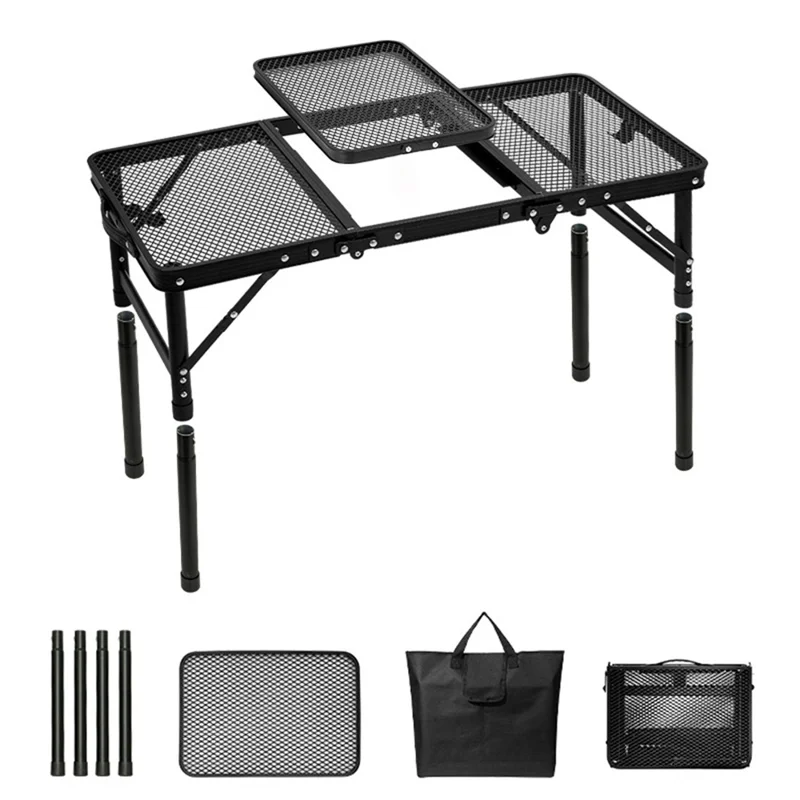 Outdoor Folding IGT Table Barbecue Mesh Table Lightweight Camping Height Adjustable Mesh Table, Size M