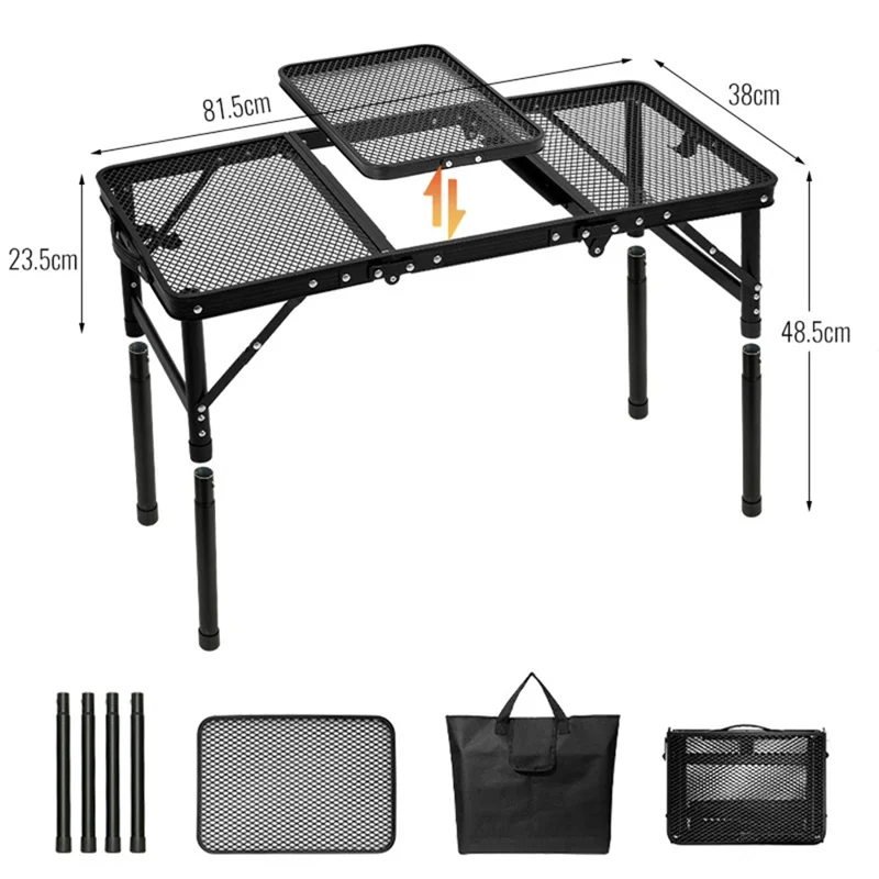 Outdoor Folding IGT Table Barbecue Mesh Table Lightweight Camping Height Adjustable Mesh Table, Size M