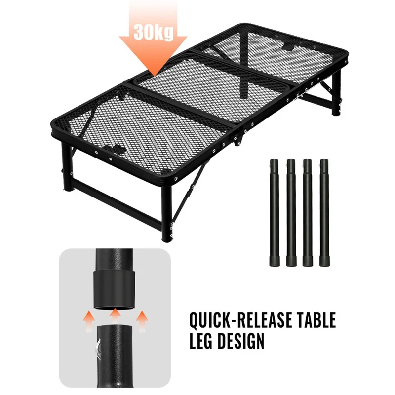 Outdoor Folding IGT Table Barbecue Mesh Table Lightweight Camping Height Adjustable Mesh Table, Size M
