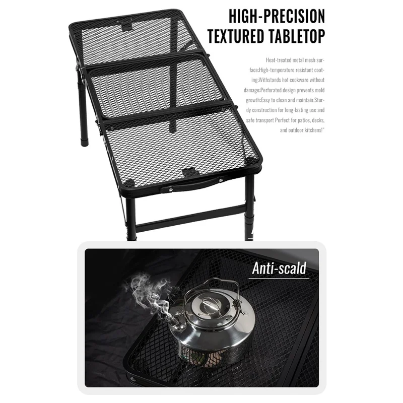Outdoor Folding IGT Table Barbecue Mesh Table Lightweight Camping Height Adjustable Mesh Table, Size M
