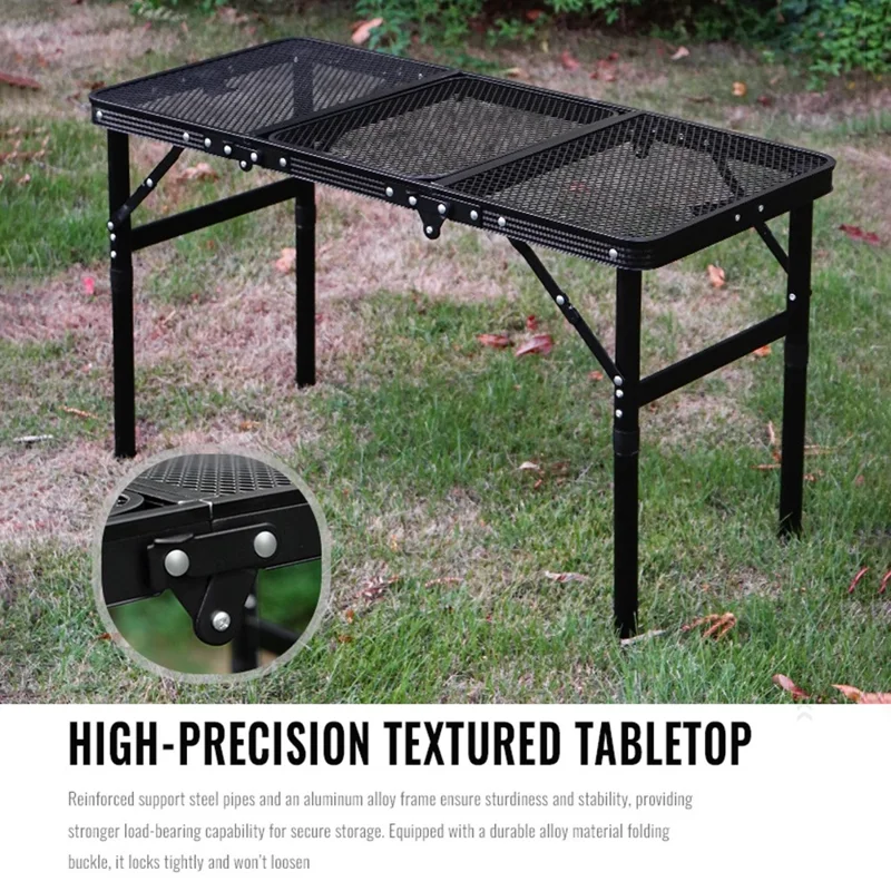 Outdoor Folding IGT Table Barbecue Mesh Table Lightweight Camping Height Adjustable Mesh Table, Size M