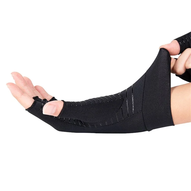TL-2068 1 Pair Outdoor Cycling Half Finger Gloves Copper Fiber Compression Arthritis Relief Gloves - S