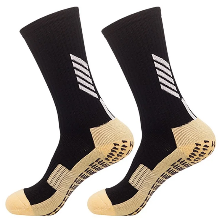 LINGTU CJM614 Calzini da calcio professionali antiscivolo per l'autunno e l'inverno, per bambini, taglia S - Neri