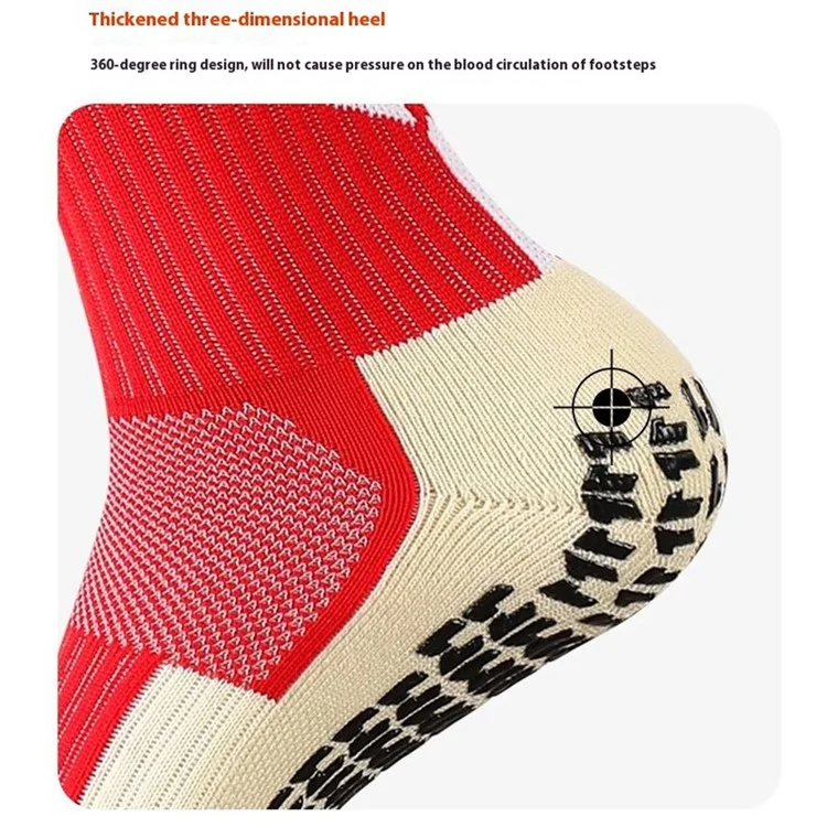 LINGTU CJM614 Calzini da calcio professionali antiscivolo per tubo medio autunno inverno per uomini e donne, taglia M - Rosso
