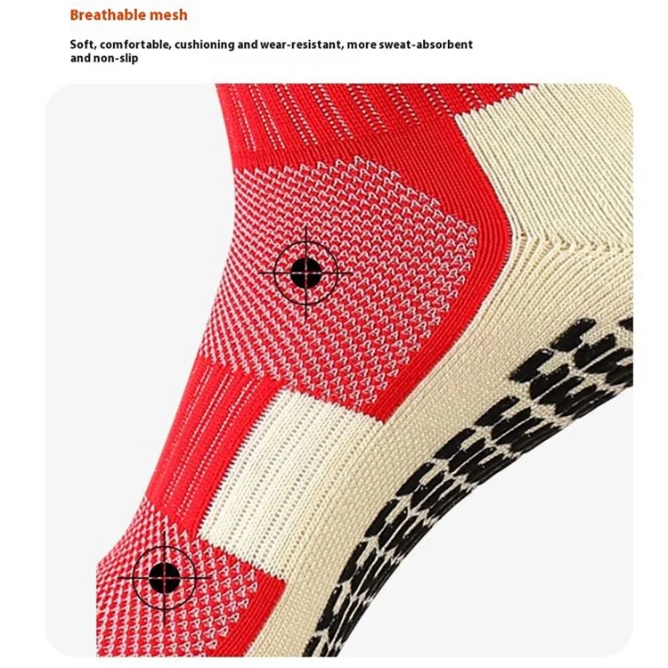 LINGTU CJM614 Calzini da calcio professionali antiscivolo per tubo medio autunno inverno per uomini e donne, taglia M - Rosso