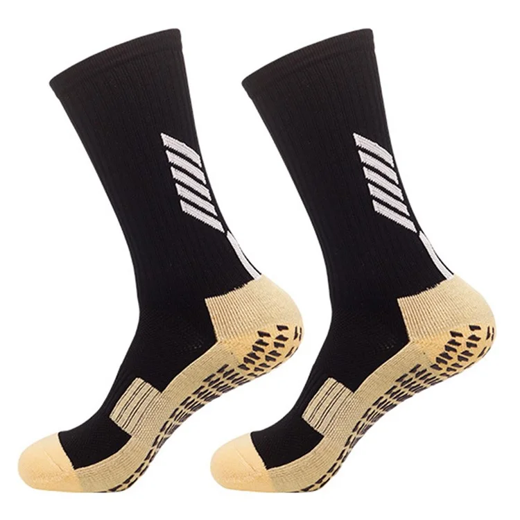 LINGTU CJM614 Calzini da calcio antiscivolo per autunno e inverno da uomo e donna, tubo medio professionale, taglia XL - Nero
