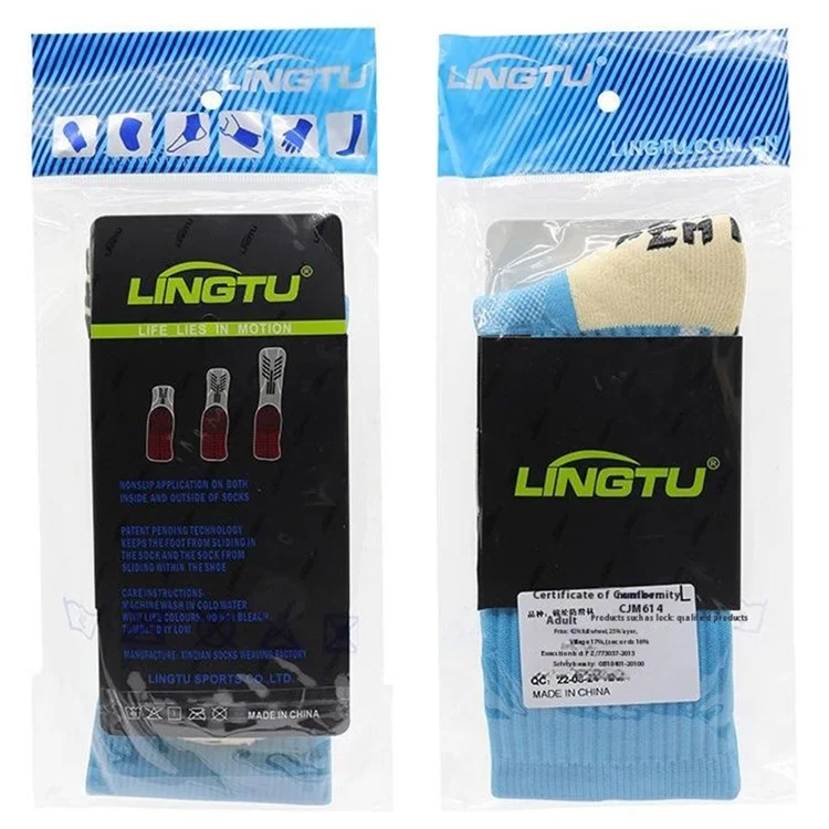 LINGTU CJM614 Calzini da calcio antiscivolo per autunno e inverno da uomo e donna, tubo medio professionale, taglia XL - Nero