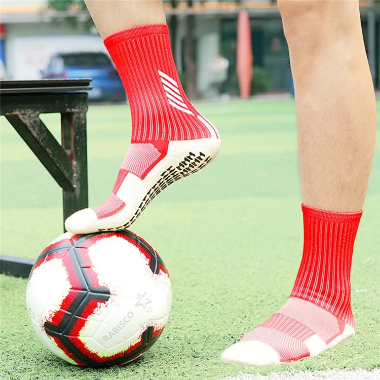 LINGTU CJM614 Calzini da calcio antiscivolo per autunno e inverno da uomo e donna, tubo medio professionale, taglia XL - Nero