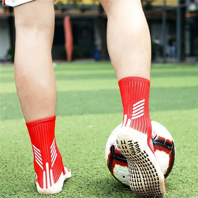 LINGTU CJM614 Calzini da calcio antiscivolo per autunno e inverno da uomo e donna, tubo medio professionale, taglia XL - Nero