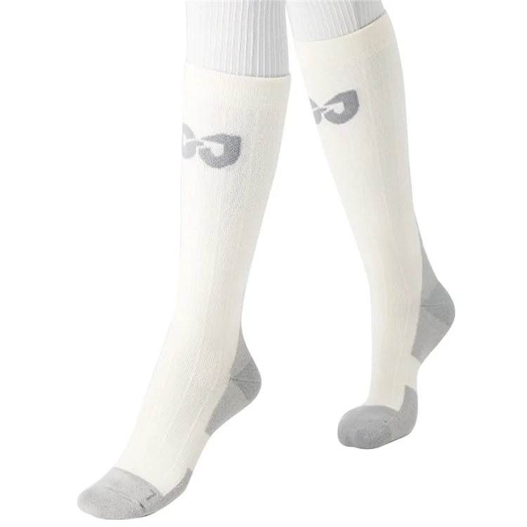 GOLOVEJOY DWZ09 Chaussettes de sport chaudes et hautes pour l'automne et l'hiver, chaussettes de compression pour le ski - Blanc / Taille 35-39