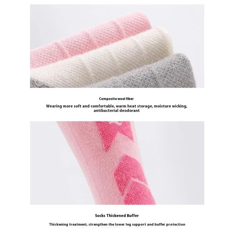GOLOVEJOY DWZ09 Chaussettes de sport chaudes et hautes pour l'automne et l'hiver, chaussettes de compression pour le ski - Blanc / Taille 35-39