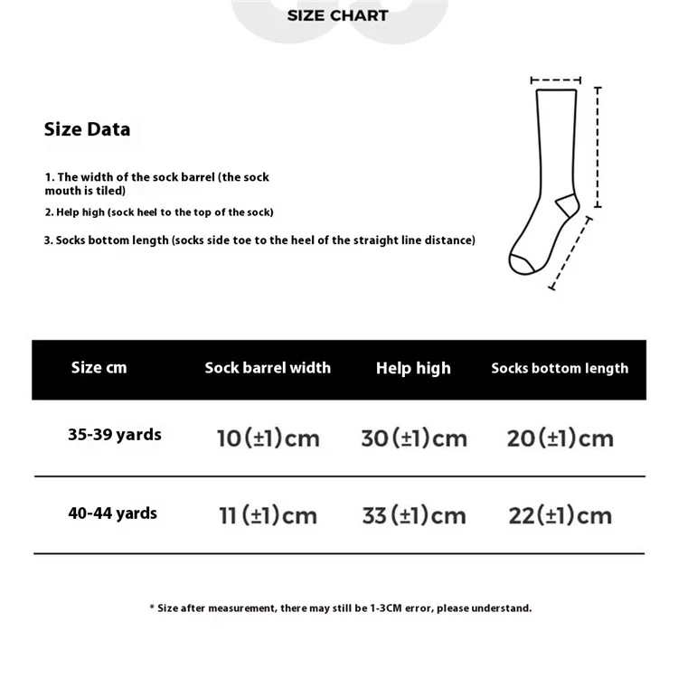 GOLOVEJOY DWZ09 Chaussettes de sport chaudes et hautes pour l'automne et l'hiver, chaussettes de compression pour le ski - Blanc / Taille 35-39