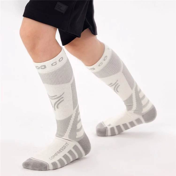 GOLOVEJOY DRWZ07 For Children Autumn Winter Sports Socks High Tube Compression Ski Socks - Grey / Size 28-33