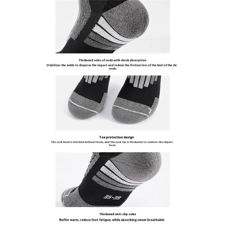 GOLOVEJOY DWZ10 Shock Absorption Autumn Winter Sports Socks High Tube Compression Ski Socks - Black / Size 35-39