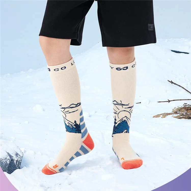 GOLOVEJOY DRWZ08 Middle Tube Ski Socks for Children Autumn Winter Compression Sports Socks - White / Size 34-38