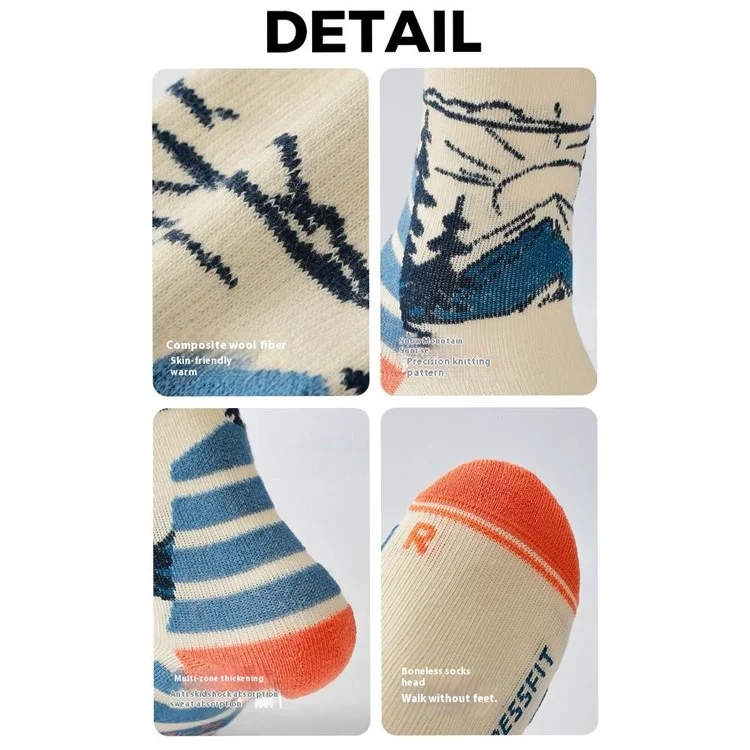 GOLOVEJOY DRWZ08 Middle Tube Ski Socks for Children Autumn Winter Compression Sports Socks - White / Size 34-38