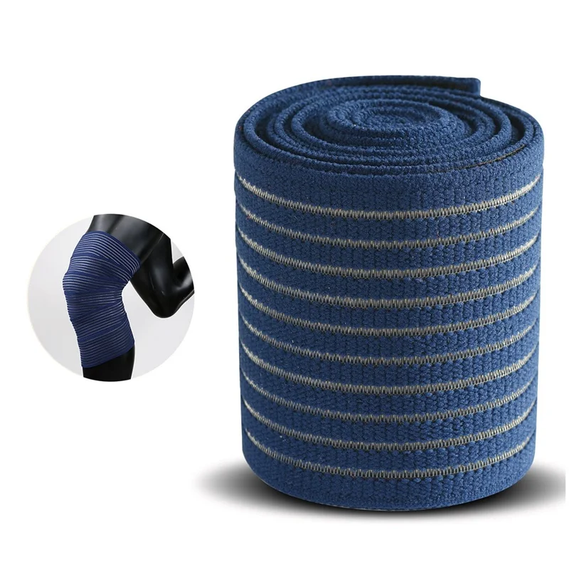 AB122 200cm Outdoor Sports Knee Thigh Wrap Elastic Compression Strap Fixing Bandage Knee Guard - Blue