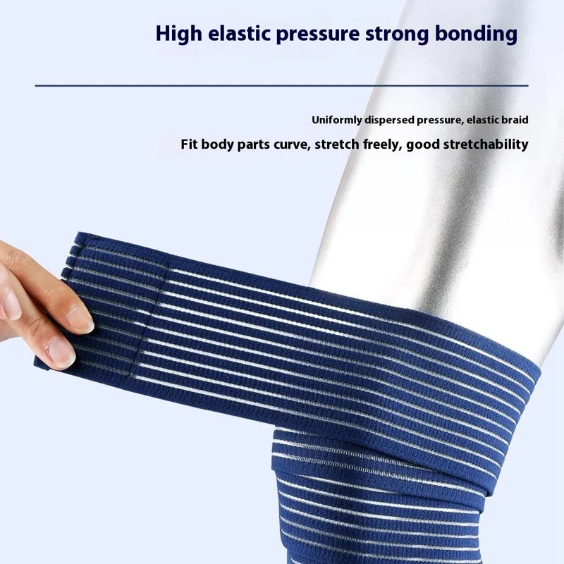 AB122 200cm Outdoor Sports Knee Thigh Wrap Elastic Compression Strap Fixing Bandage Knee Guard - Blue