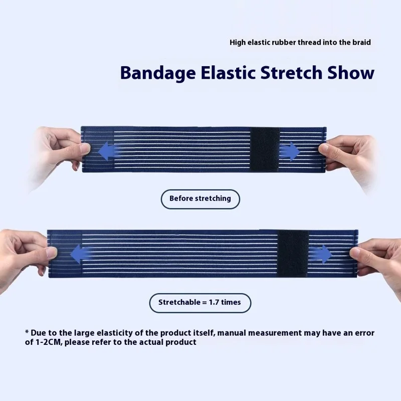 AB122 200cm Outdoor Sports Knee Thigh Wrap Elastic Compression Strap Fixing Bandage Knee Guard - Blue