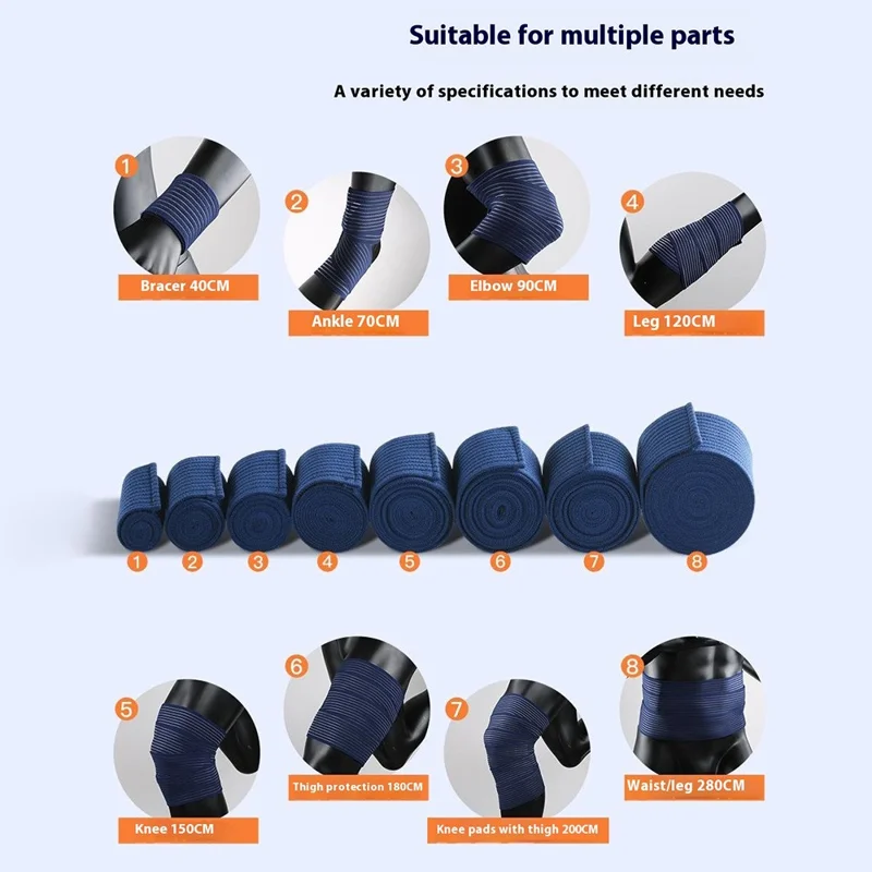 AB122 200cm Outdoor Sports Knee Thigh Wrap Elastic Compression Strap Fixing Bandage Knee Guard - Blue