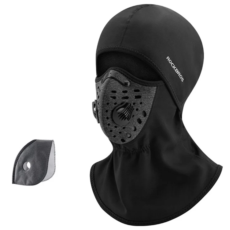 ROCKBROS LF7127 Winter Motorcycle Cycling Headgear Mask with Filter Windproof Warm Face Neck Cover - Black