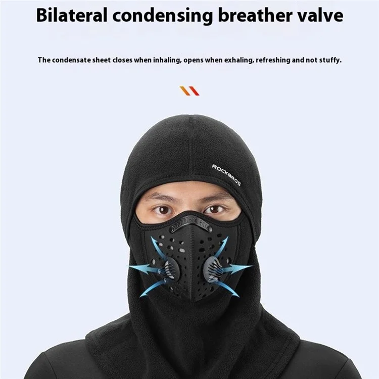 ROCKBROS LF7127 Winter Motorcycle Cycling Headgear Mask with Filter Windproof Warm Face Neck Cover - Black