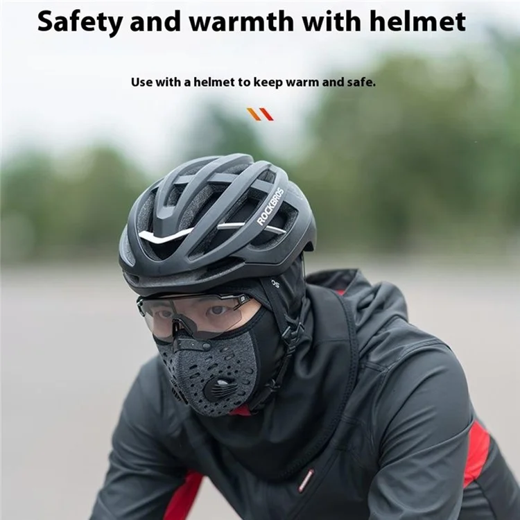 ROCKBROS LF7127 Winter Motorcycle Cycling Headgear Mask with Filter Windproof Warm Face Neck Cover - Black
