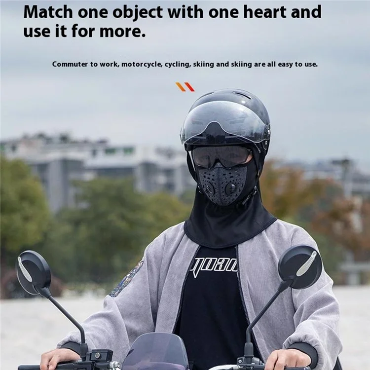 ROCKBROS LF7127 Winter Motorcycle Cycling Headgear Mask with Filter Windproof Warm Face Neck Cover - Black