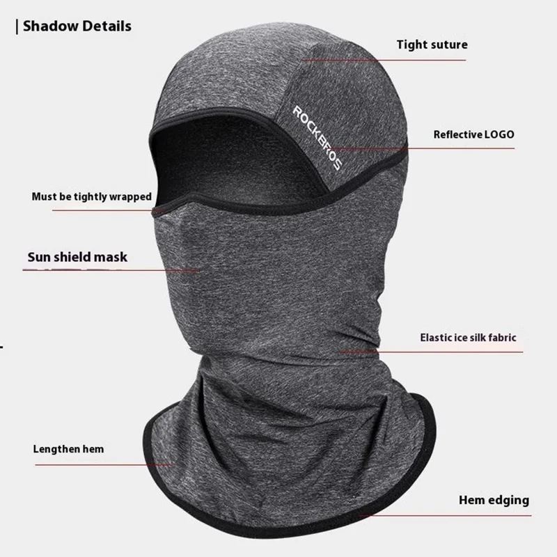 ROCKBROS LF7162 Summer Anti-UV Ice Silk Balaclava Full Face Mask Neck Gaiter for Outdoor Cycling Fishing - Dark Grey