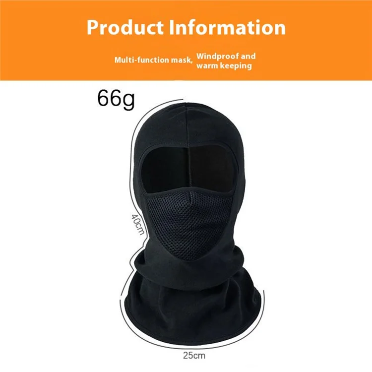 25x40cm Winter Cycling Balaclava Windproof Full Face Mask Outdoor Sports Thermal Neck Gaiter - Apricot