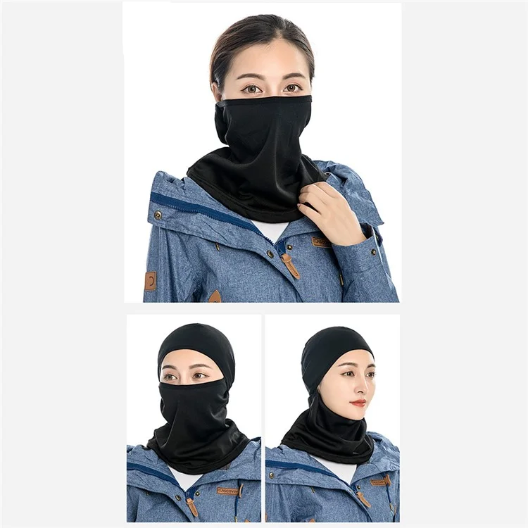 Máscara facial completa à prova de vento para ciclismo e caminhadas, quente para o outono e inverno - Preta